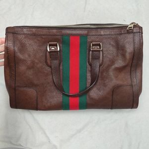 Vintage Gucci Ophidia Top Handle Leather Tote Bag Brown Pebbled 70s Unisex
